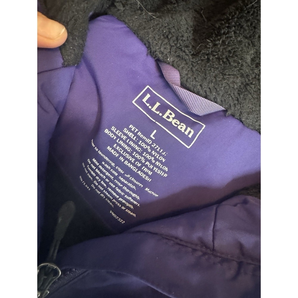 LL Bean Winter Warmer Coat Purple Womens Fleece Lined Hooded Jacket Gorpcore L - Picture 3 of 14